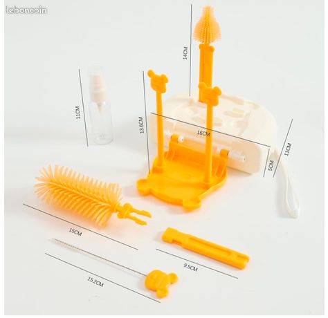 FUSACONY Brosse Biberon 7 En 1 Silicone – Kit Complet Nettoyage Bébé Avec Séchoir, Distributeur Savon Et Organisateur (Marron)