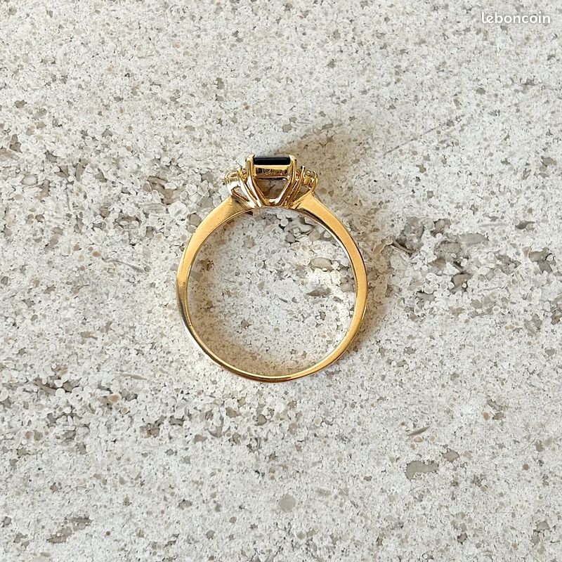 Bague Trilogie - Or Jaune 750 Saphir & Diamants (image 5)