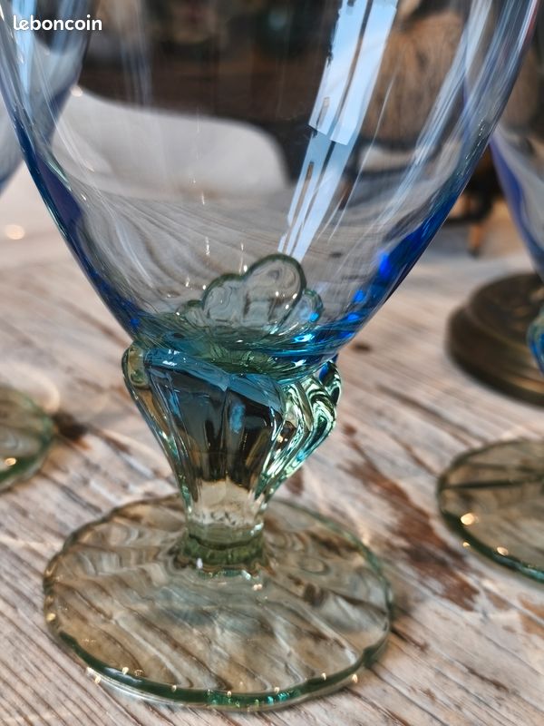 Lot De 2 Verres à Cocktail Bormioli Rocco TEXTURE GLACE, Bleu Cobalt, Pied Carré 7 Oz - Italie