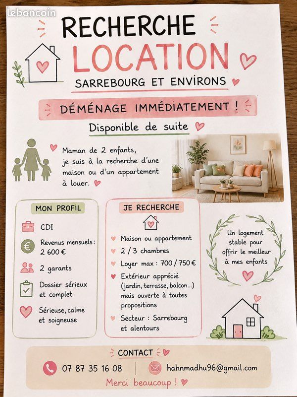 Appartement 4 pièces 80 m² · à Réding · 80 m² · 750 €/mois