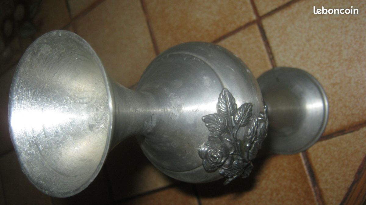 Soliflore etain decor fleur (image 1)