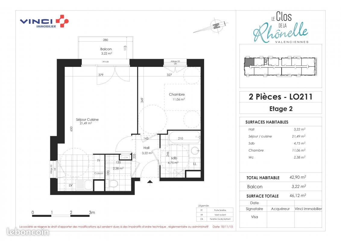 Appartement a louer valenciennes - 2 pièce(s) - 42 m2 - Surfyn
