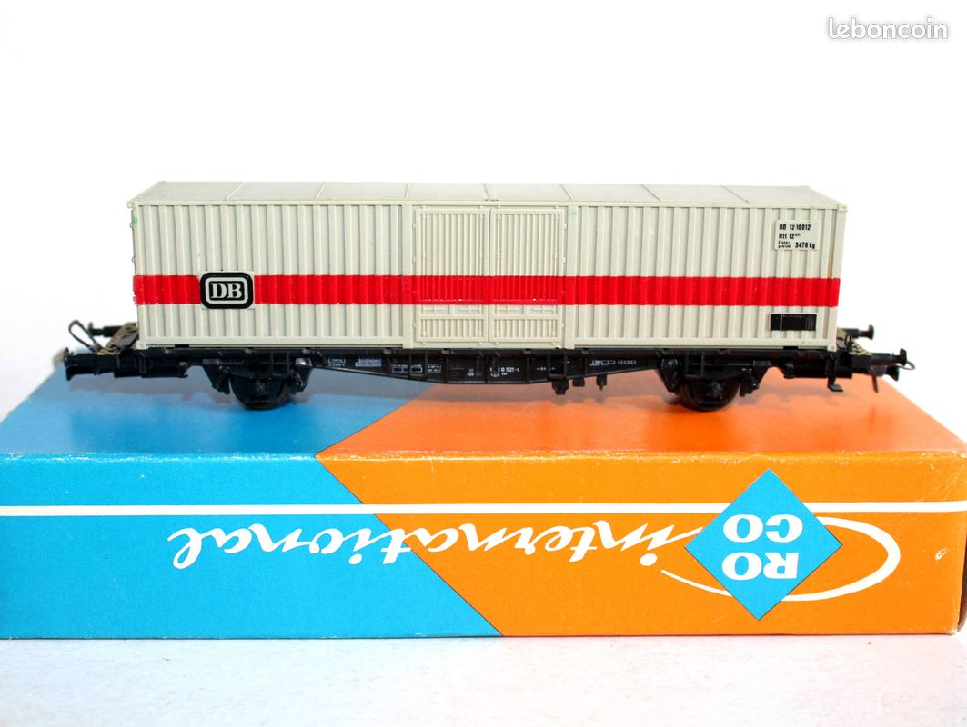 Roco ho 4319 wagon plateforme porte container + conteneur db 12 10012, 042 0 521 - Collection