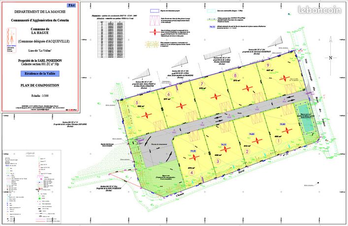 Terrain 413 m² Acqueville