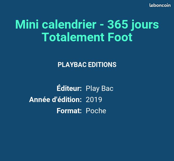 Mini calendrier - 365 jours Totalement Foot - PLAYBAC EDITIONS (image 2)