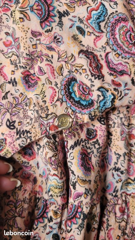 Robe rose imprimé fleurs d'automne fille