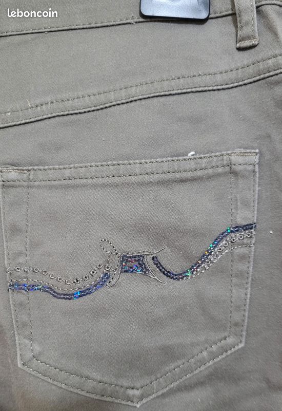 Pantalon femme kaki clair T2 (image 3)