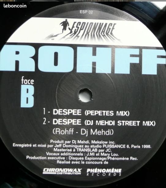 Rohff : Vinyle / Appelles-Moi Rohff + Despee (OG 1998 First Prod DJ Mehdi) (image 4)