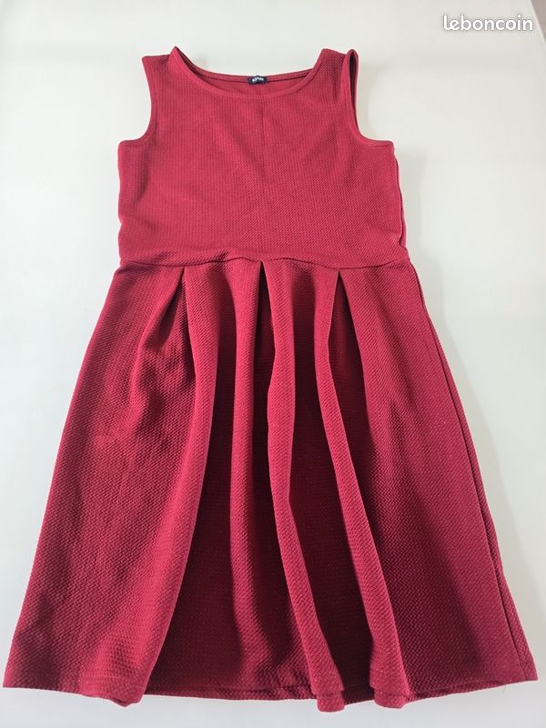 Robe longue sans manche fille bordeaux 