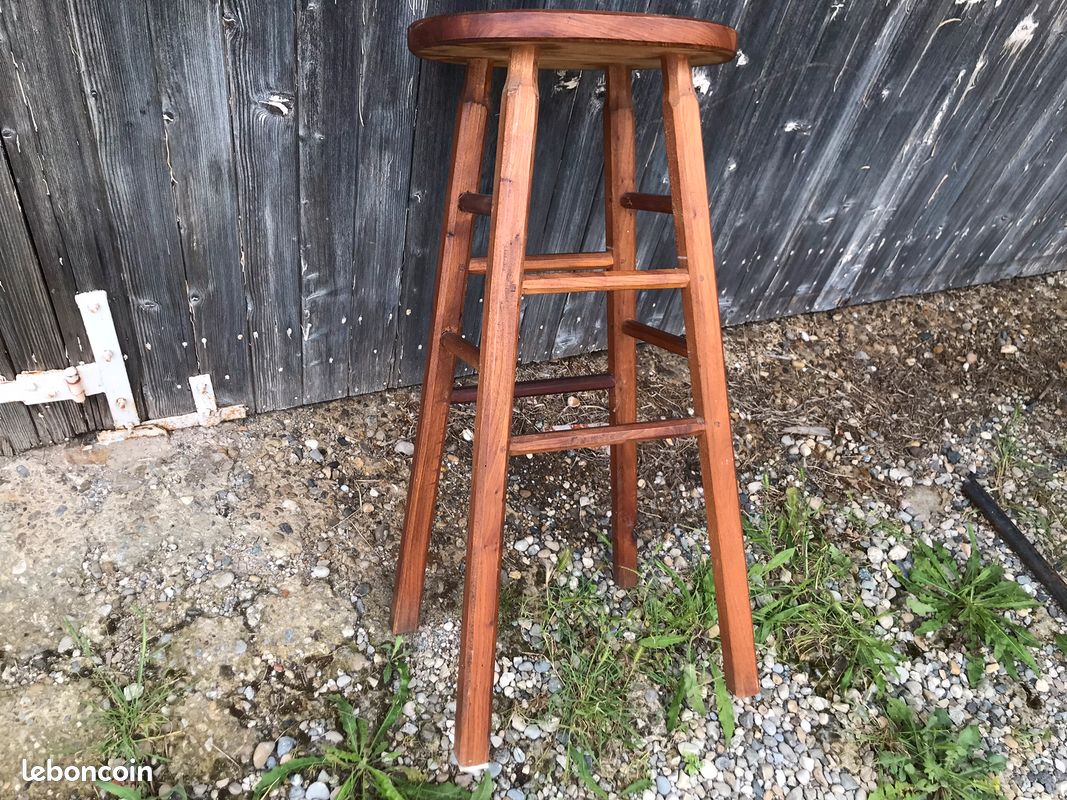 Ancien tabouret haut de bar en bois mange debout (image 5)