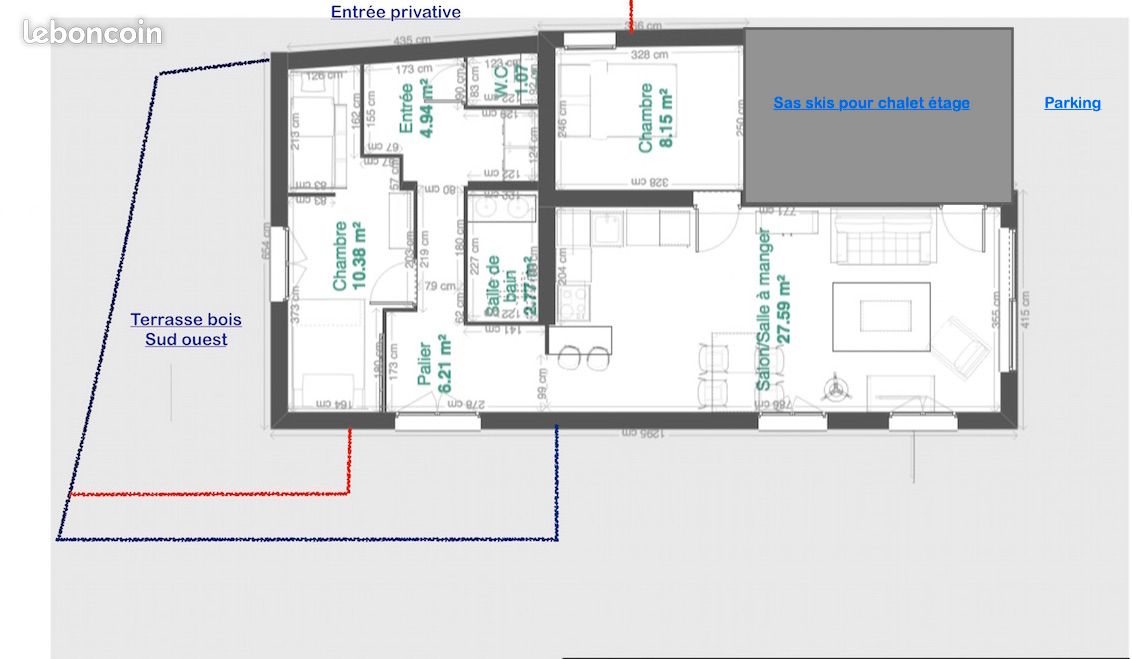 Super T3 plein Centre CARROZ. Jardin/Parking/WIFI/Terrasse (image 13)