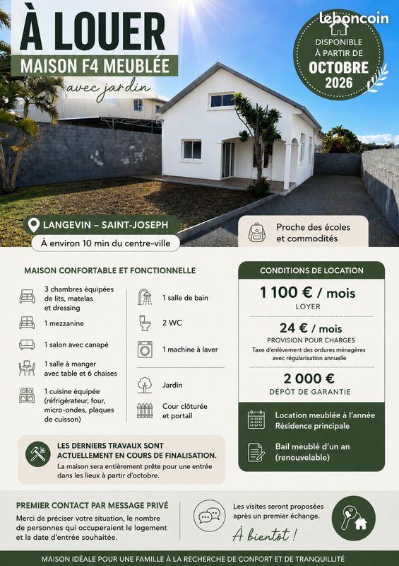 Maison 4 pièces 110 m² · à Saint-Joseph · 110 m² · 1 124 €/mois