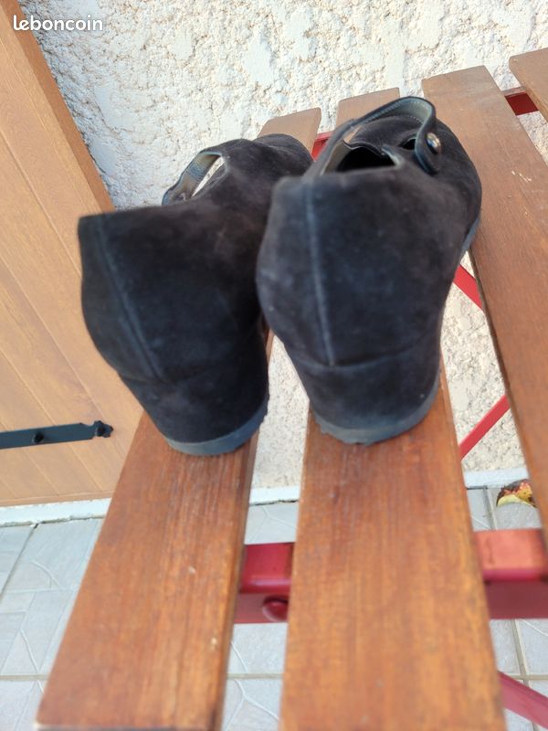 Chaussure femme 38 1/2 noire neuve Parlanti (italie) cuir peau velours beau modèle élégant (image 2)