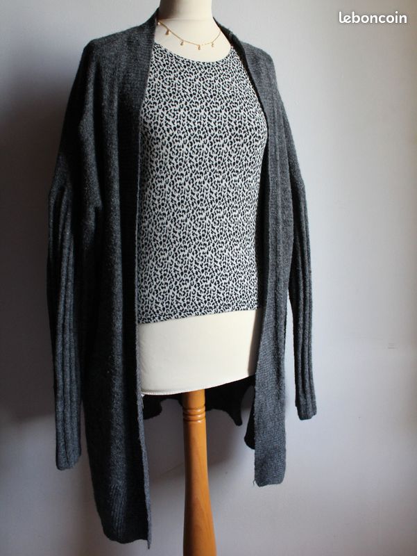 Gilet long gris H&M (M) Vêtements