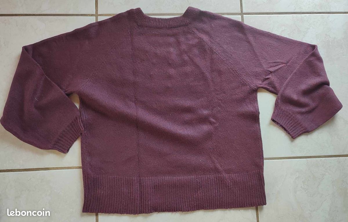 Lot 2 pull perles taille m - bordeau et gris (image 3)
