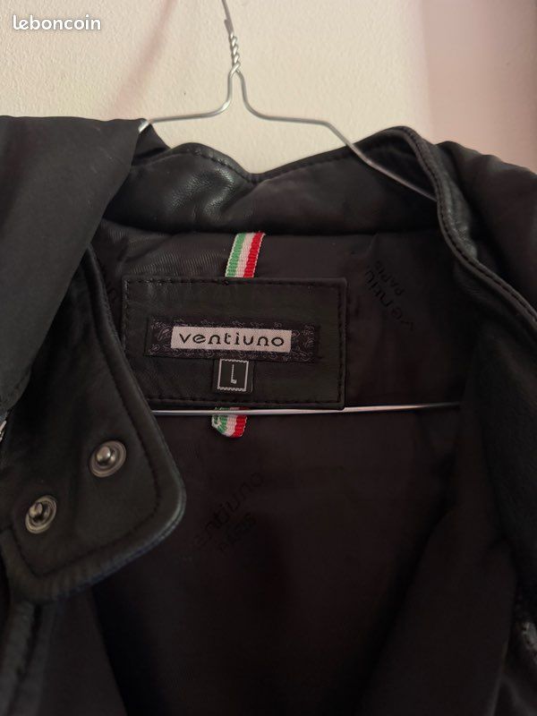 Veste Noir En Cuir Ventiuno (image 4)