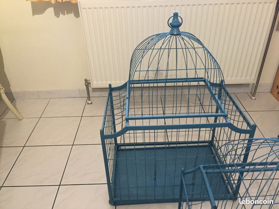 Cage à oiseaux de décoration coloris bleu grande taille (image 5)