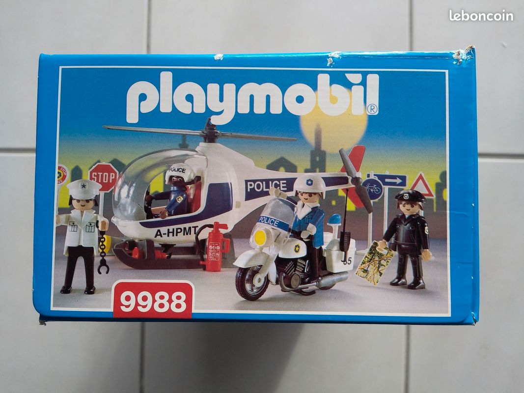 Figurine PLAYMOBIL Vintage - Policier Motard (Set 3986, 1998) - Occasion Bon état