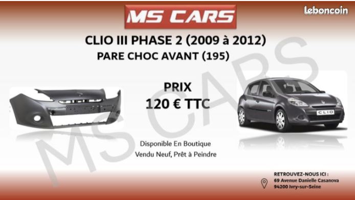 Pare chocs clio 3 phase 2 taille 195Pare chocs clio 3 phase 2 taille 195 (image 1)