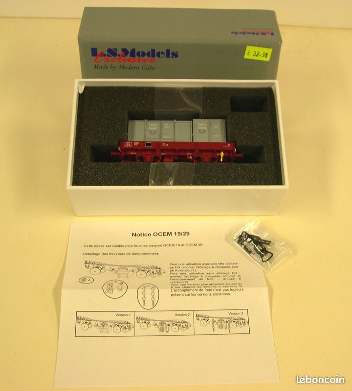 LS Models 30310 - Wagon plat porte conteneur gris bleu NOVATRANS - HO (1:87