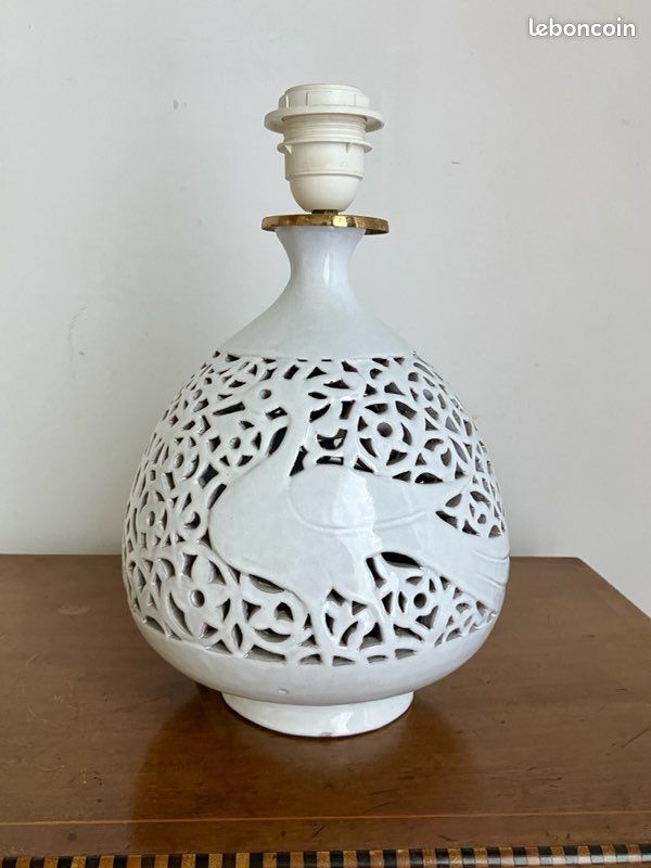 pied de lampe en céramique La Borne années 60 terre chamottée - H254