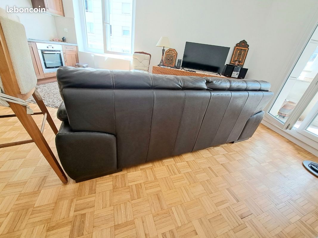 Canapé en cuir 3 places Mobilier de France (image 7)