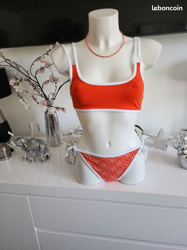 Un maillot de bain imprimé 2 pièces orange imprimé taille 38/40 marque Jott (image 6)