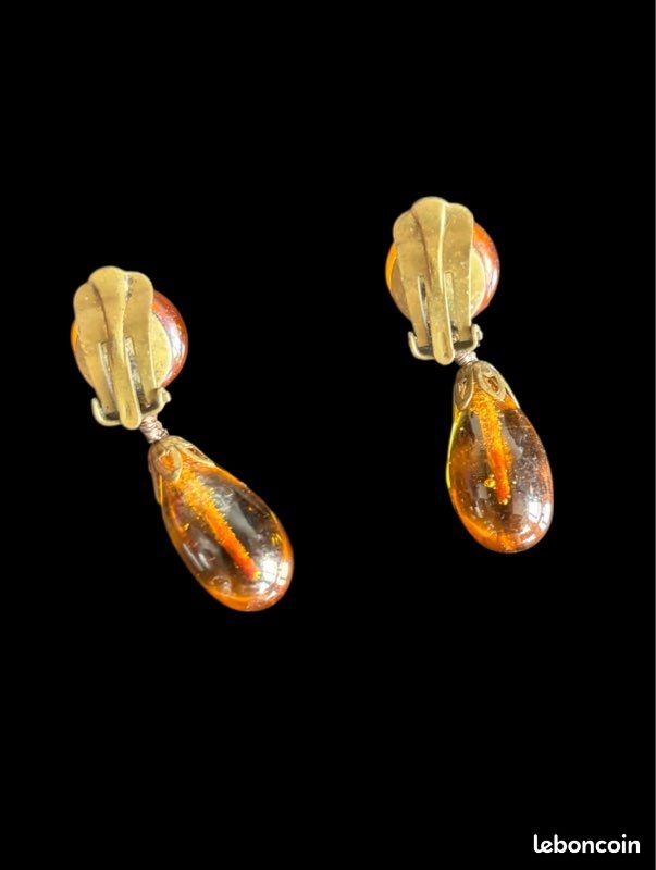 Boucles D'Oreilles à Clips Vintage – Style Années 60/70 – Occasion – Sans Marque