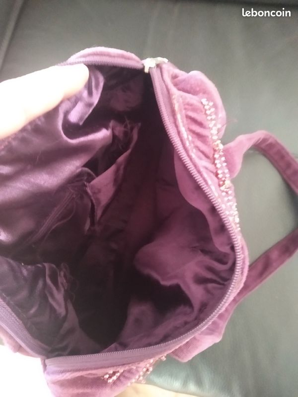 Sac tissu bordeaux brillant perles (image 2)