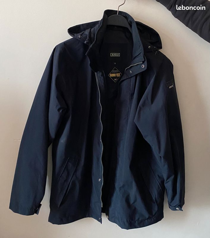 Parka mi longue AIGLE gore-tex T-KIT homme - bleue marine - en très bon état (image 1)