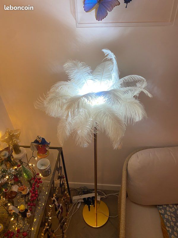 Lampadaire en plumes et acier doré (image 5)