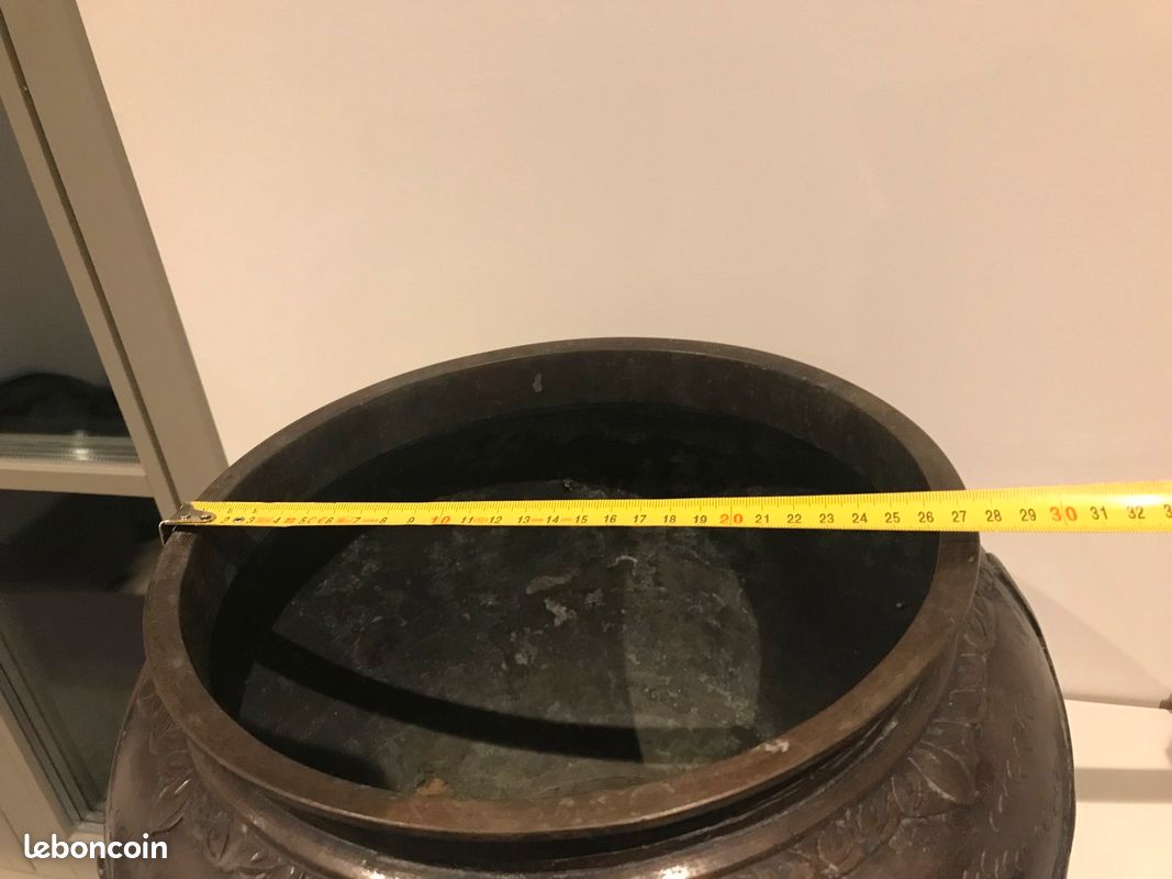 Art asiatique, cache pot ancien en bronze (image 7)