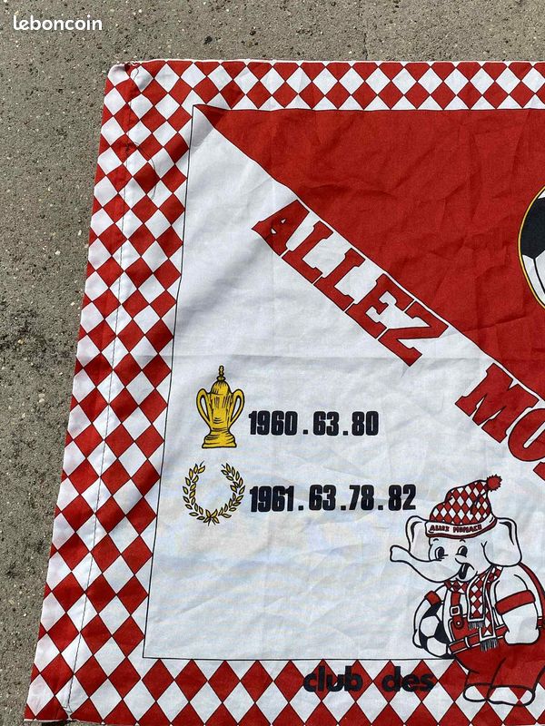 Fanion ASM Allez Monaco football club 1960 1982 signatures autographes