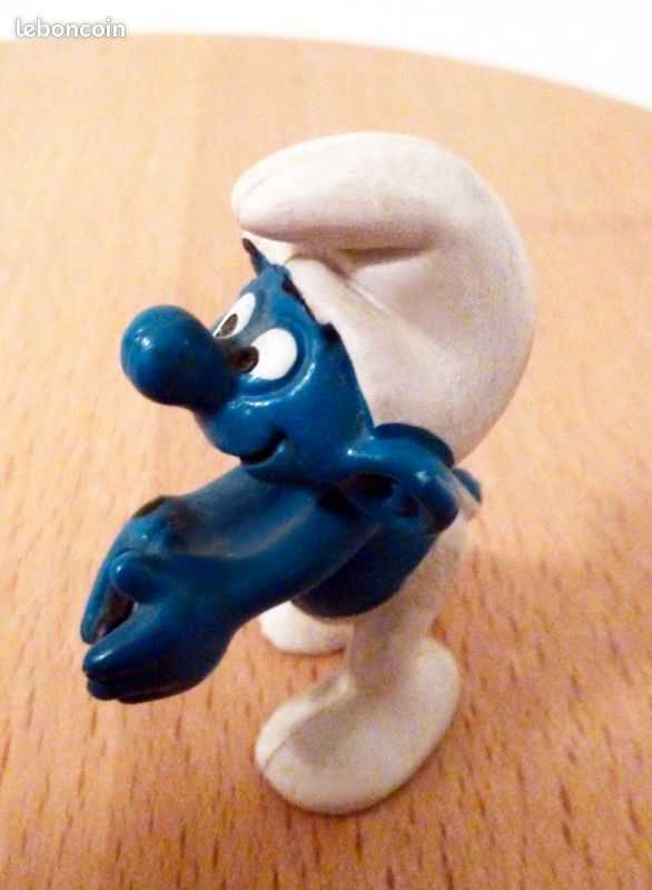 Figurine Flexible Schtroumpf Ceji/Peyo 1983 - Sous Blister D'origine (usé), Collector Vintage