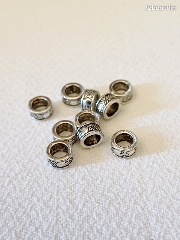 10 Intercalaires Spacer Cylindre Fleur 8mm Argent Vieilli - Perles Créa Bijoux