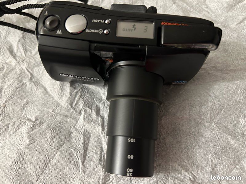 📸 Appareil Photo Vintage Olympus MJU ZOOM 105 Noir - 35mm, Compact, Autofocus - Occasion, Fonctionnel