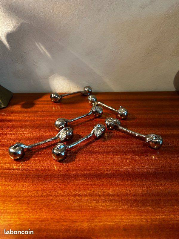 Lot de 6 Porte-Couteaux Vintage, Métal Argenté, Design