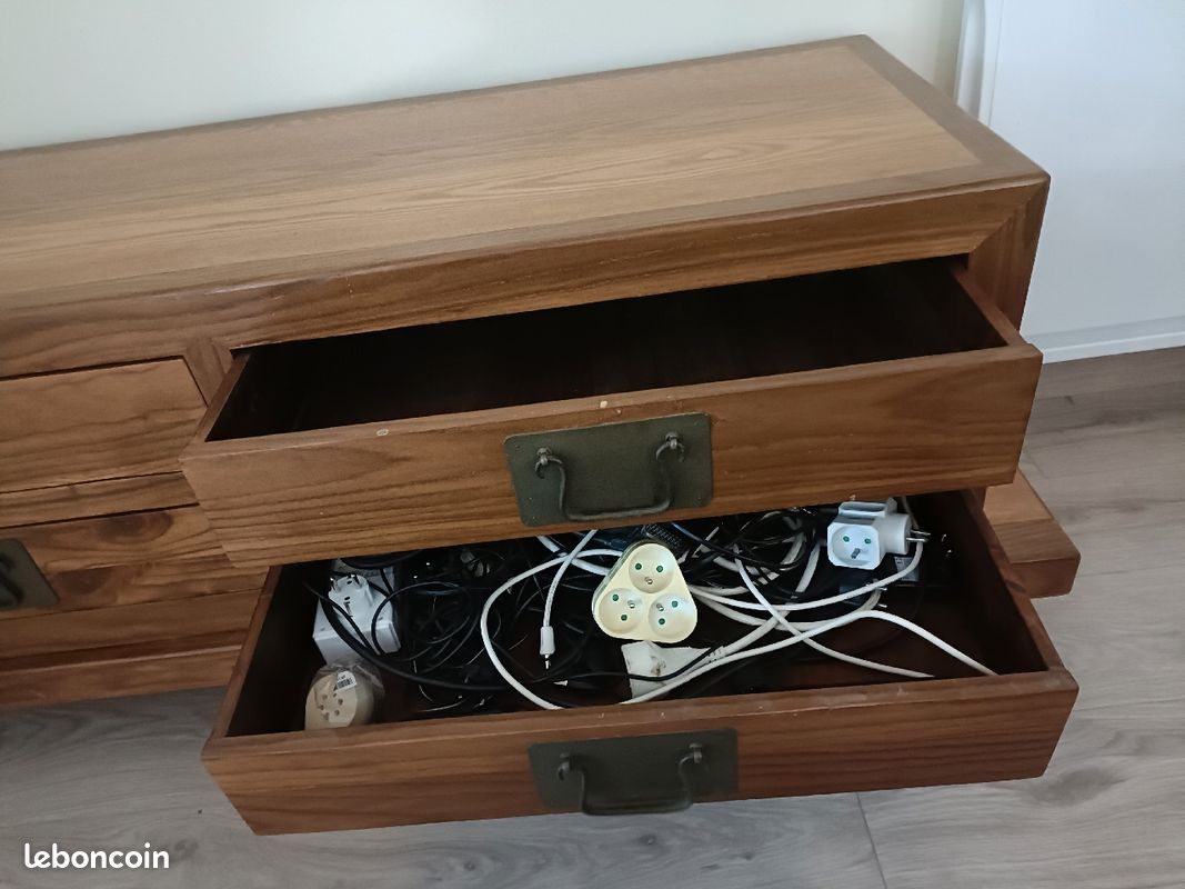 Meuble bas bambou déroulé Maison Coloniale Ameublement