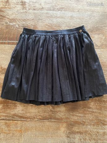 Ensemble Fille IKKS 12 Ans - Sweat Gris Et Jupe Plissée Longue Noire