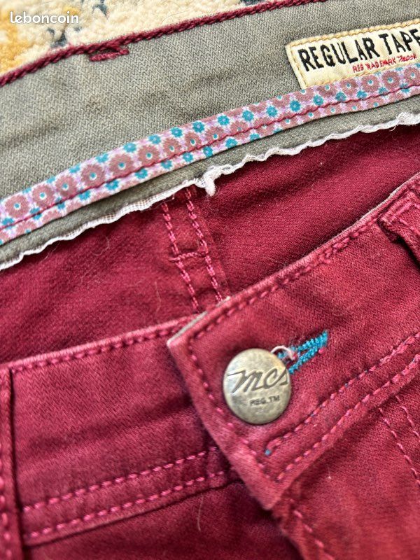 Pantalon chino Bordeaux uni brodé - Marlboro Classics - W31 L34 (image 7)