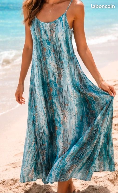 Robe Longue Shein Tenue De Plage Robe Longue D't, A Fines Bretelles Shein,  Taille 38,
