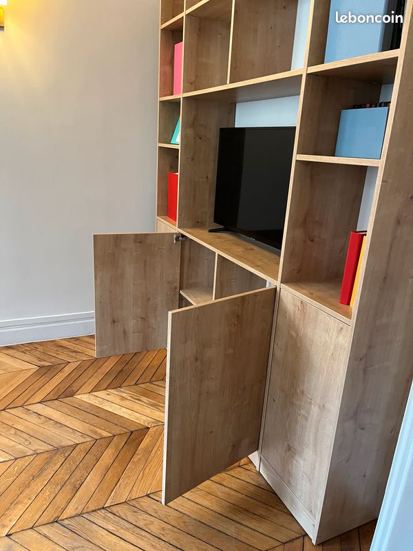 Bibliothèque TV en chêne rustique H250 cm x L195 cm (image 4)