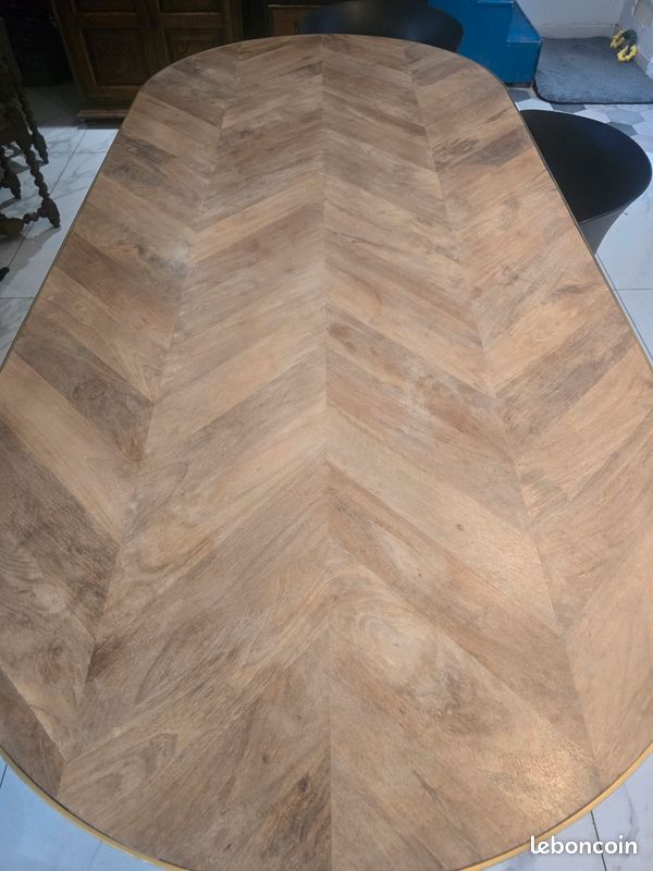 Table à manger ovale lattes en manguier 8/10 personnes L220 (image 3)