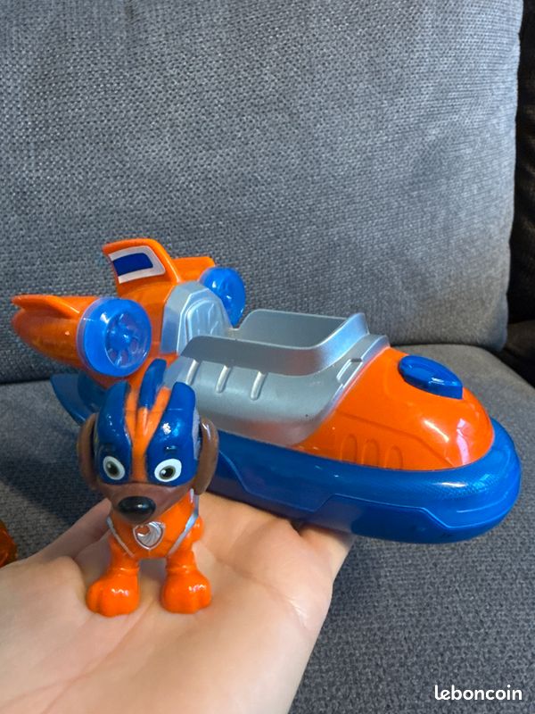 NEUF 2 figurines Pat Patrouille et leur véhicule: Ruben le bouledogue anglais et son engin de chantier jaune et Zuma le labrador sauveteur orange jouet enfant pour garçon fille idée cadeau de Noël (image 6)