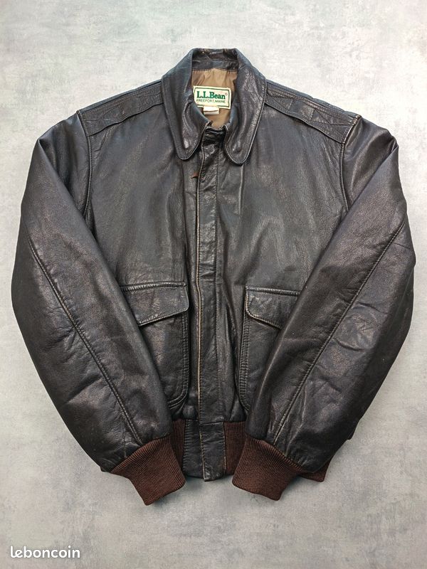 Veste Aviateur Bomber Cuir Vintage AVIREX USA Taille XXL - Style Années 80 Glenn Miller