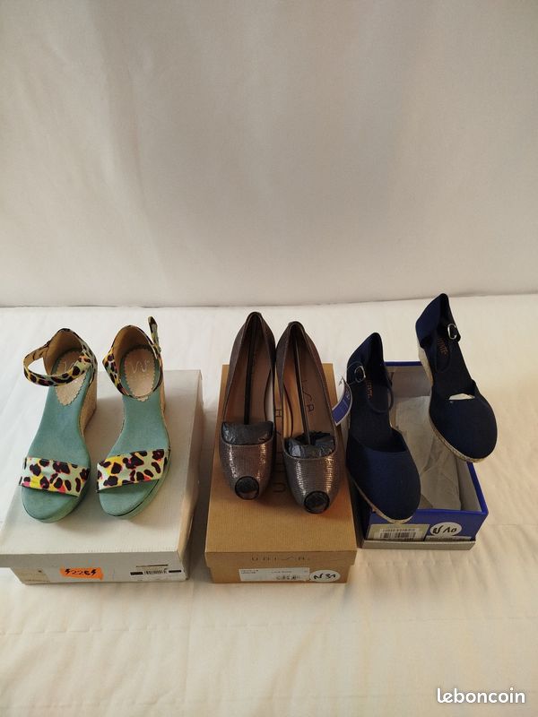 Lot de 3 - SARAH WORLD UNISA BENAVENTE - Sandales et escarpins femme - Pointure 37 - État neuf avec boîtes - Voir photos (image 2)