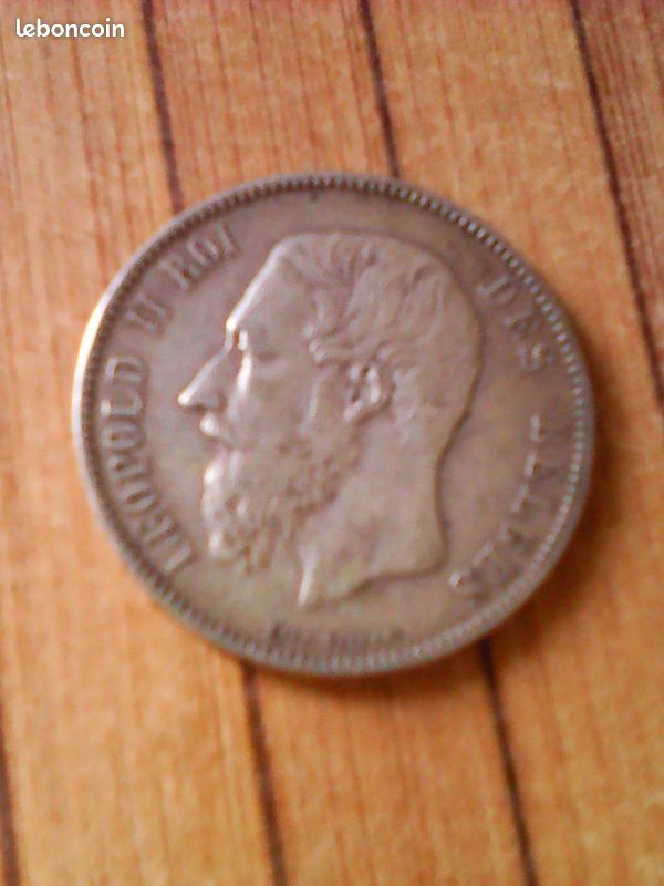 5 francs belge 1876 Leopold II Roi des belges Argent 900°/°° (image 2)