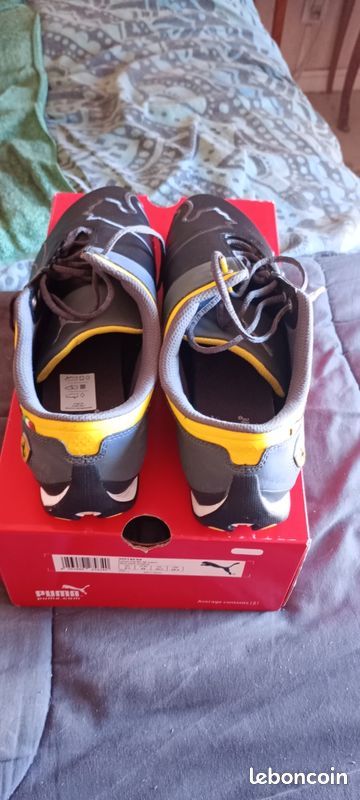 Vend basket Ferrari homme gris, noir, jaune, puma, pointures 44 prix 100 (image 1)