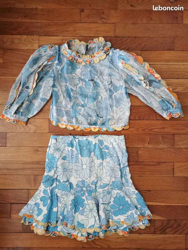 Ensemble Bustier Et Jupe Volants Marithé Et François Girbaud - Style Boho Chic Floral - Occasion
