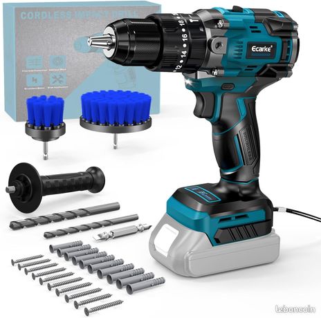 Perceuse Visseuse Sans Fil 21V AKZWOXRO Brushless - 2 Batteries 2.0Ah, 45N.m, 20+3 Réglages, 14 Accessoires
